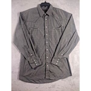 Roper Mens Long Sleeve Horse Shoe Pattern Pearl Snap Size XL Olive Color